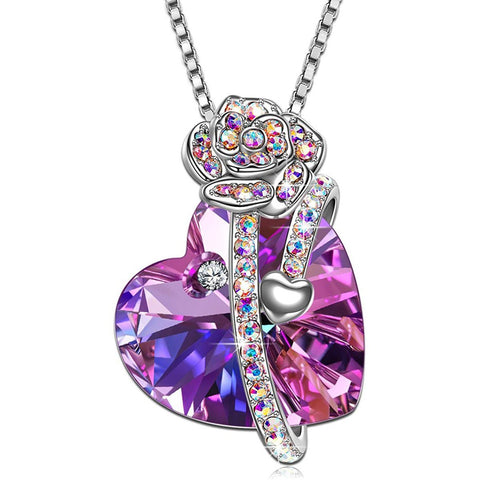 LOVE OF ROSE- Changing Pink Stone Necklace ITALY Design  - ALILY