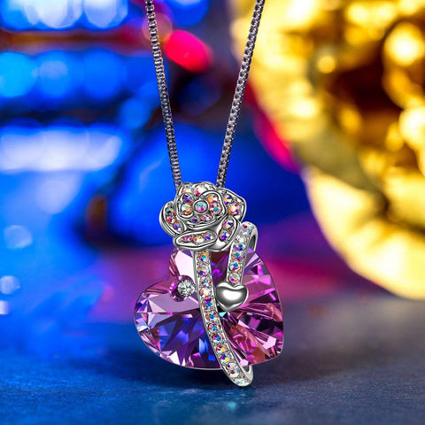 LOVE OF ROSE- Changing Pink Stone Necklace ITALY Design  - ALILY