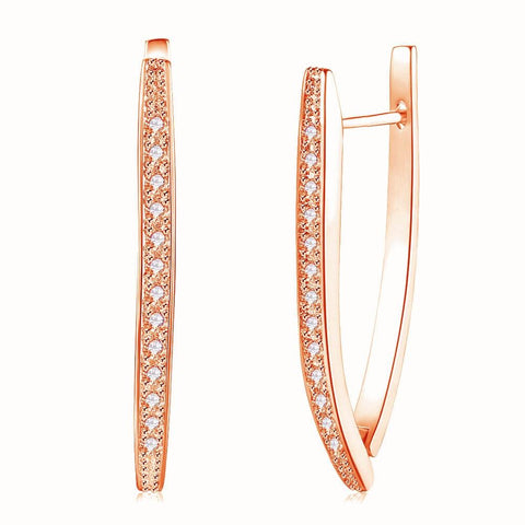 1.00 CT Dangling Pave  Elements Teardrop Earrings in 14K Rose Gold Plating