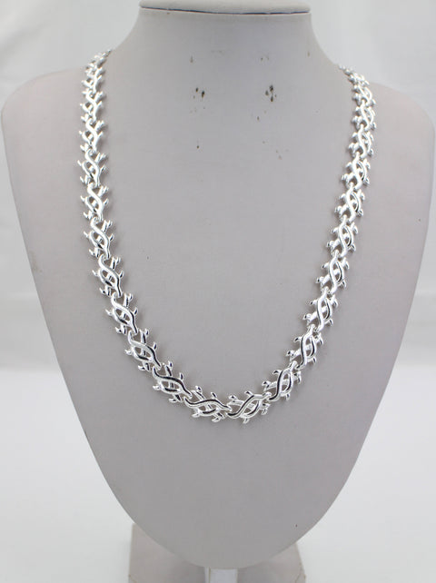 Silver Plating Ayotakashi Olive Branch Statement Necklace
