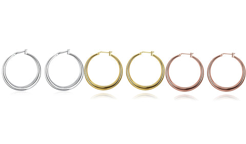 Italian-Made Gold Plated French Lock Hoop Earrings (3-Pack) - ALILY  www..com fashion jewelry for women