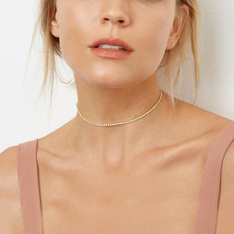 Tennis Necklace and Bracelet Set made With Austrian Crystals with Luxe Box - 18K Gold ITALY Design