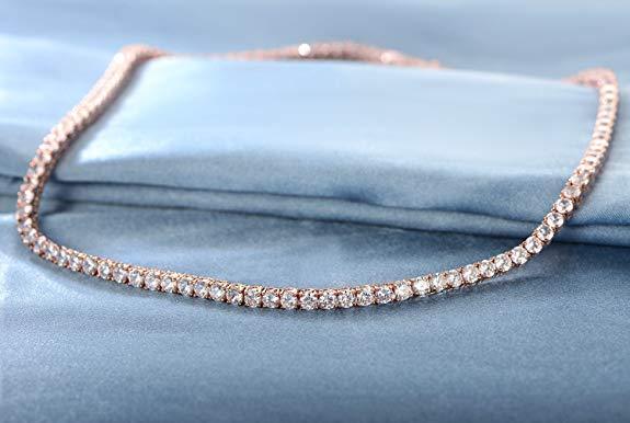 Tennis Necklace and Bracelet Set made With Austrian Crystals with Luxe Box - 18K Rose ITALY Design