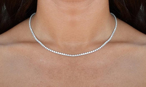 Tennis Necklace and Bracelet Set made With Austrian Crystals with Luxe Box - 18K White ITALY Design