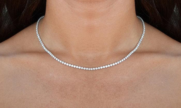 Tennis Necklace and Bracelet Set made With Austrian Crystals with Luxe Box - 18K White ITALY Design
