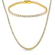 Tennis Necklace and Bracelet Set made With Austrian Crystals with Luxe Box - 18K Gold ITALY Design