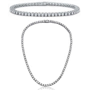Tennis Necklace and Bracelet Set made With Austrian Crystals with Luxe Box - 18K White ITALY Design