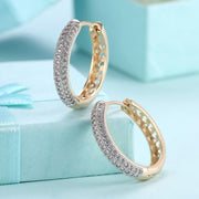 Austrian Crystal Micro Pav'e Classic Circular Huggies Set in 18K Gold - ALILY 