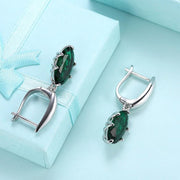Emerald Oval Cut Earrings Set in 18K White Gold - ALILY 