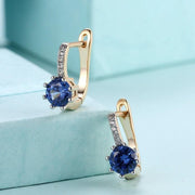 Simulated Star Shaped Micro Pav'e Leverback Earrings Set in 18K Gold - ALILY 