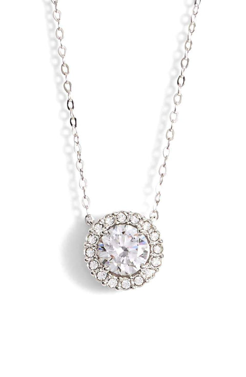 1.00 CT Swarovski Crystal Halo Disc Necklace 18" - 18K White Gold Plated, Necklace, ALILY , ALILY   jewelryjewelry deals, swarovski crystal jewelry, groupon jewelry,, jewelry for mom, 