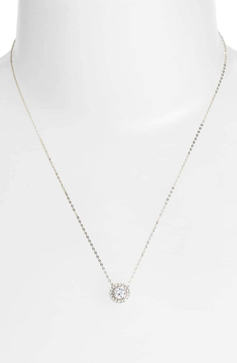 1.00 CT Swarovski Crystal Halo Disc Necklace 18" - 18K White Gold Plated, Necklace, ALILY , ALILY   jewelryjewelry deals, swarovski crystal jewelry, groupon jewelry,, jewelry for mom, 