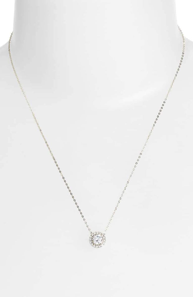 1.00 CT Swarovski Crystal Halo Disc Necklace 18" - 18K White Gold Plated, Necklace, ALILY , ALILY   jewelryjewelry deals, swarovski crystal jewelry, groupon jewelry,, jewelry for mom, 