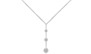 Tripple Embellished with  Crystals Ball Drop Necklace in 18K White Gold Plated