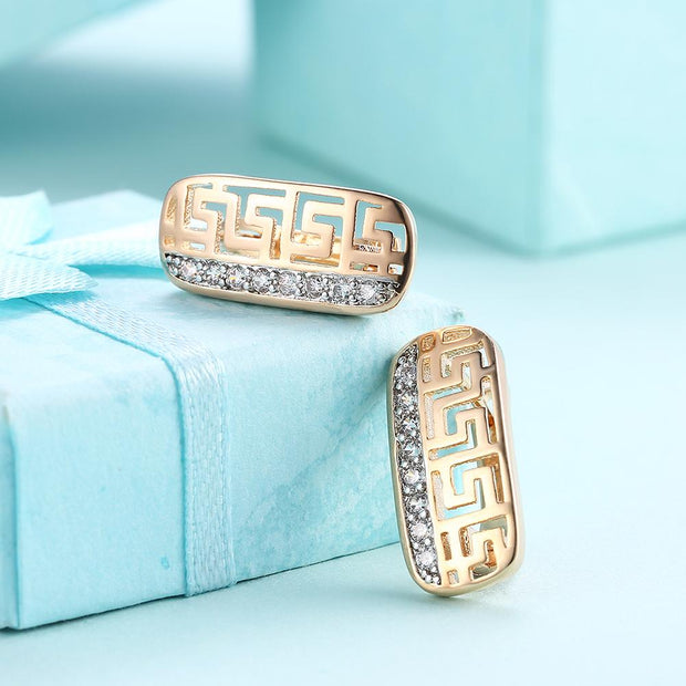 Laser Cut  Elements Clip On Earrings in 14K Gold