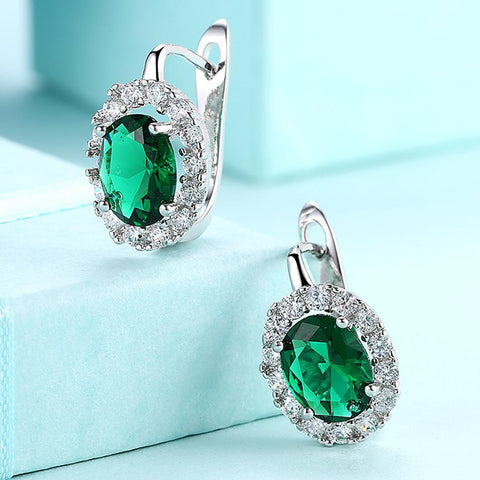 Green Swarovski Elements Leverback Earrings in 18K White Gold, Earring, ALILY , ALILY   jewelryjewelry deals, swarovski crystal jewelry, groupon jewelry,, jewelry for mom, 