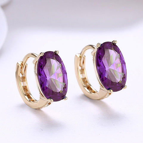 Oval Cut Purple  Clip On in 14K Gold