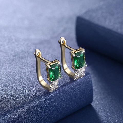 Green Emerald Cut Swarovski Twisted Earrings, Earring, ALILY , ALILY   jewelryjewelry deals, swarovski crystal jewelry, groupon jewelry,, jewelry for mom, 