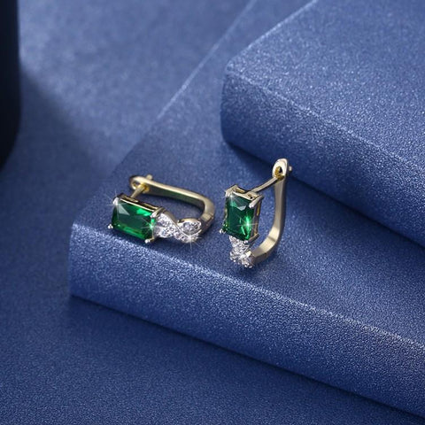Simulated Emerald Twisted Leverback Earrings - ALILY  www..com fashion jewelry for women