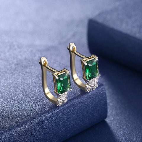 Simulated Emerald Twisted Leverback Earrings - ALILY  www..com fashion jewelry for women