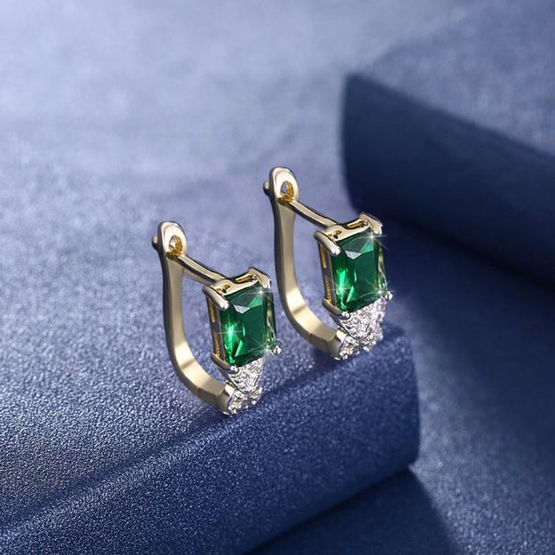 Simulated Emerald Twisted Leverback Earrings - ALILY  www..com fashion jewelry for women