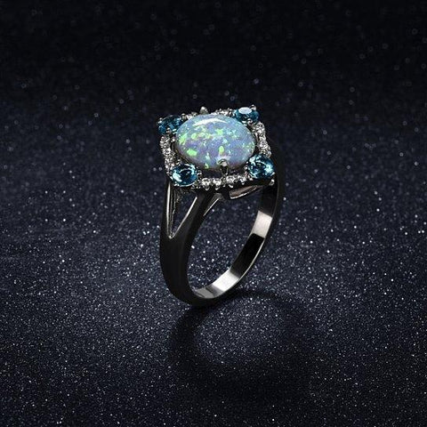 Aquamarine Opal Ring Set in 18K White Gold, Rings, ALILY , ALILY   jewelryjewelry deals, swarovski crystal jewelry, groupon jewelry,, jewelry for mom, 