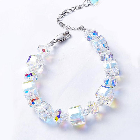 Aurora Borealis Magnificent Cube With Austrian Crystals - 3 Piece Set with Luxe Box ITALY Design