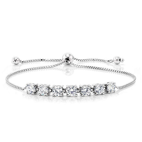 Halo Stud Earring with Adjustable Tennis Bracelet made With Austrian Crystals with Luxe Box - 18K White Gold ITALY Design