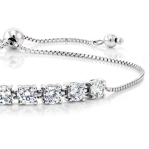 Halo Stud Earring with Adjustable Tennis Bracelet made With Austrian Crystals with Luxe Box - 18K White Gold ITALY Design