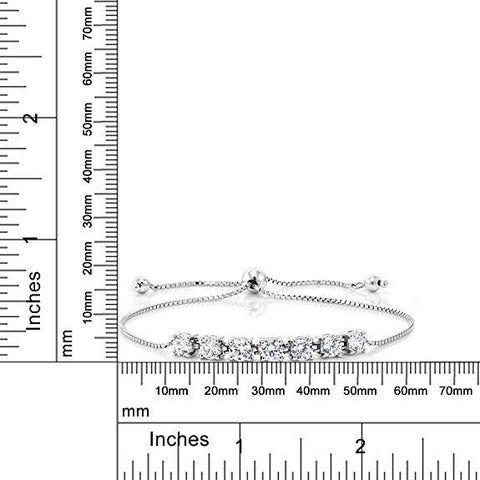 Seven Princess White Austrian Elements Bracelet in 18K White Gold ITALY Design  - ALILY