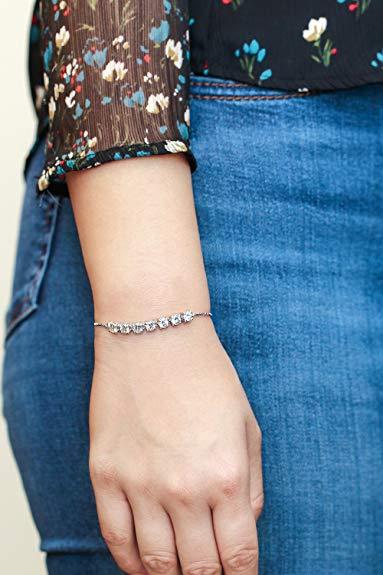 Seven Princess White Austrian Elements Bracelet in 18K White Gold ITALY Design  - ALILY