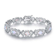 White Oceanic Opal Butterfly Bracelet in 14K White Gold