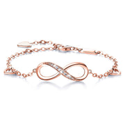 White  Elements Infinite Pendant Chain Bracelet in 14K Rose Gold Plating