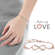 White  Elements Infinite Pendant Chain Bracelet in 14K Rose Gold Plating