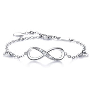 White  Elements Infinite Pendant Chain Bracelet in 14K White Gold Plating