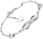 White  Elements Infinite Pendant Chain Bracelet in 14K White Gold Plating