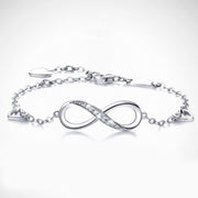 White  Elements Infinite Pendant Chain Bracelet in 14K White Gold Plating