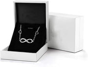 White  Elements Infinite Pendant Chain Bracelet in 14K White Gold Plating