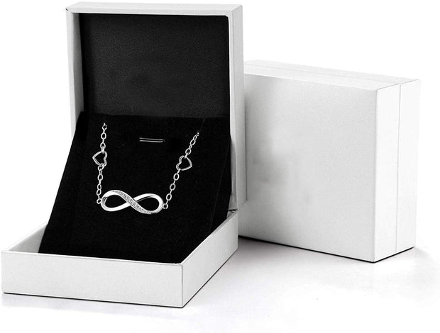 White  Elements Infinite Pendant Chain Bracelet in 14K White Gold Plating