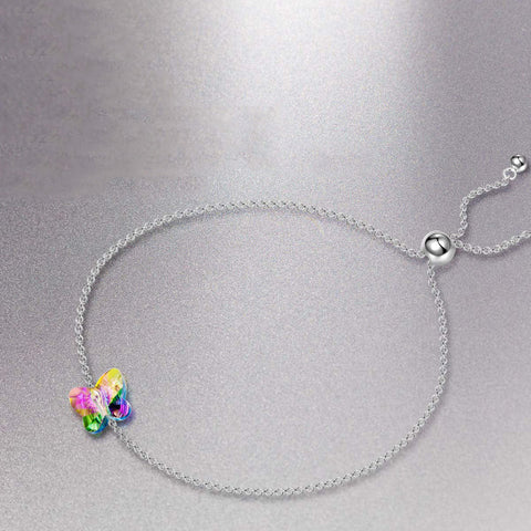 Elements Rainbow Butterfly Cubic Zirconia 14K White Gold Plated Bracelet