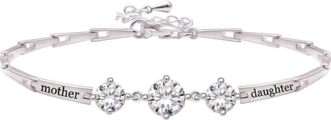 Triple Diamond Created Stone MOTHER-DAUGHTER Bracelet ITALY Design  - ALILY