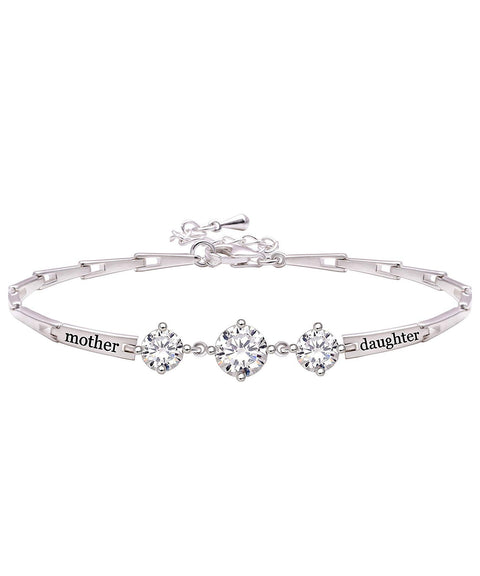 Triple Diamond Created Stone MOTHER-DAUGHTER Bracelet ITALY Design  - ALILY