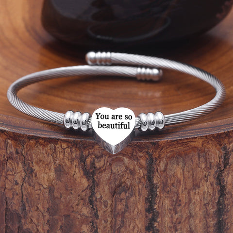 Gratuity Gift "You are so Beautiful" Steel Charm Bangle