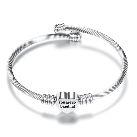 Gratuity Gift "You are so Beautiful" Steel Charm Bangle