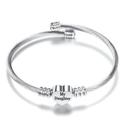 Inspirational Quotes Stainless Steel Heart Charm Bangle - 27 Options Available