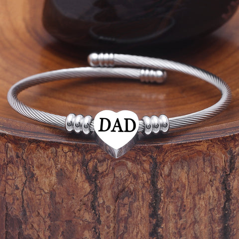 SOLID STAINLESS STEEL Heart Cable Initial Bracelet - Letters A-Z ITALY Design  - ALILY