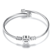FAST SHIPPING! Mother's Day Stainless Steel Heart Charm Bangle ITALY Design