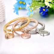 Trio Gold Filigree Hearts Charm Mesh Bracelets Sets
