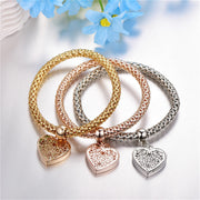 Trio Gold Filigree Hearts Charm Mesh Bracelets Sets