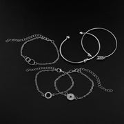 14K White Gold Plating Love Knot Circular Minimalist Bracelet Sets